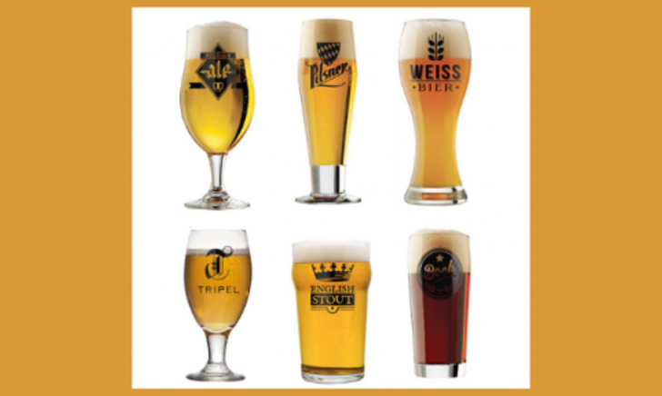 Set met 6 bierglazen